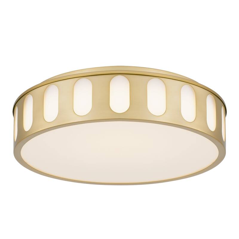 Bantom 15" Antique Brass LED Flush Mount Ceiling Light