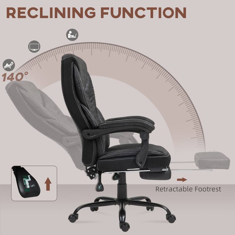 Ergonomic High-Back Swivel Desk Chair with Thick Cushion, Footrest, Smooth Mobility, and Modern Microfiber Upholstery