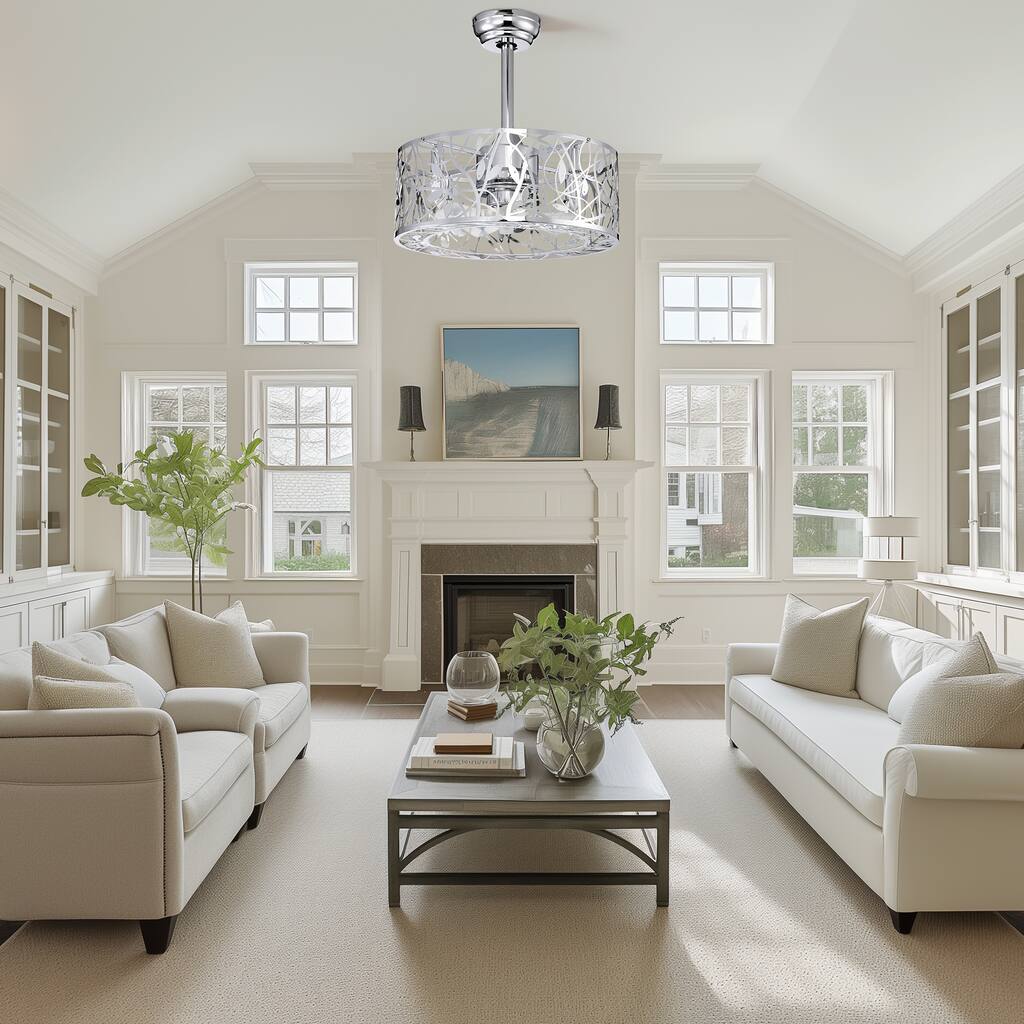 Cage Ceiling Fan Light with 5 Blades and Remote Control, 3 Speed Settings for Bedroom and Living Room