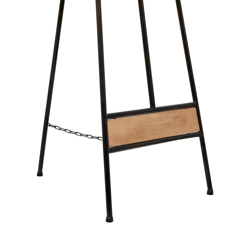 Black Metal Extra Large Free Standing Adjustable Display Stand Easel with Chain Support and Wood Accents