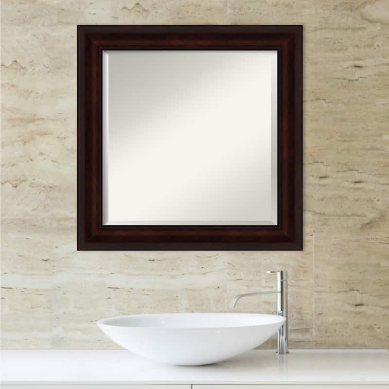 Beveled Bathroom Wall Mirror - Coffee Bean Brown Frame - Coffee Bean Brown