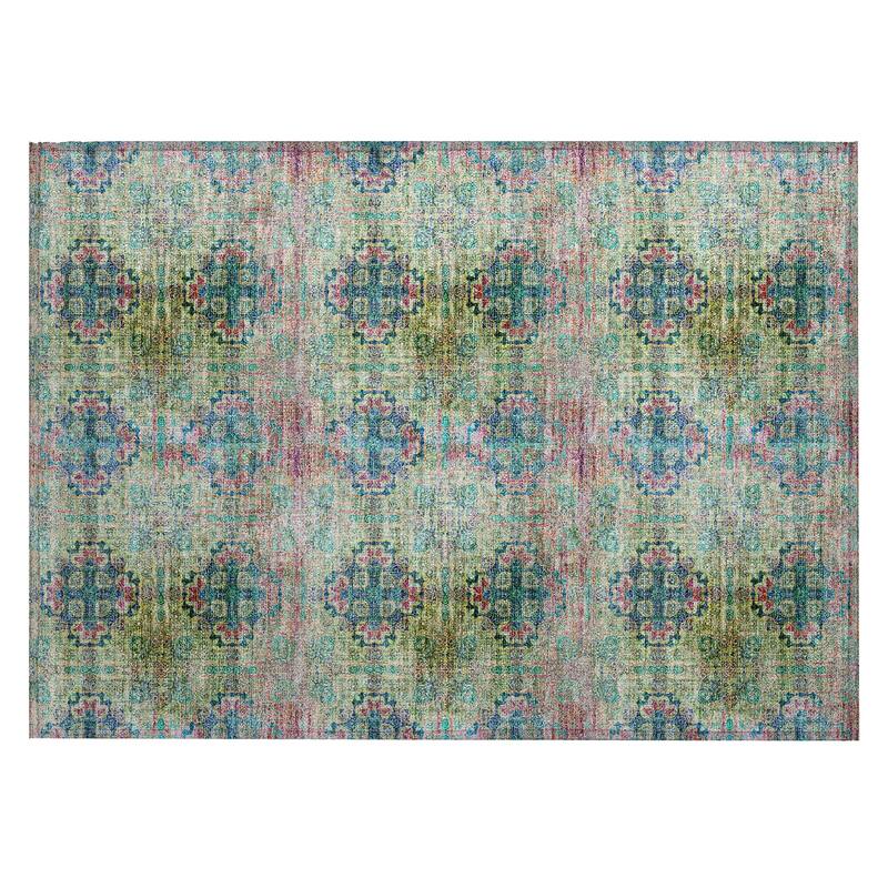 Machine Washable Indoor/ Outdoor Vintage Medallions Chantille Rug