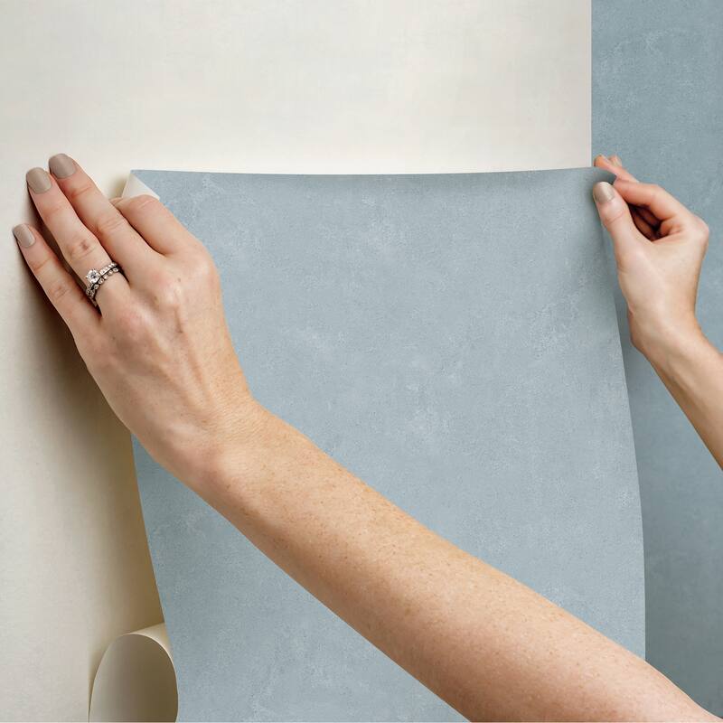 RoomMates Daphne Limewash Dusty Blue Peel and Stick Wallpaper
