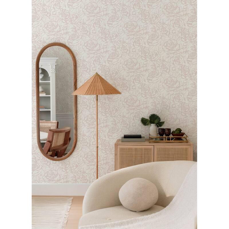 A-Street Prints Nelda Light Pink Rose Wallpaper