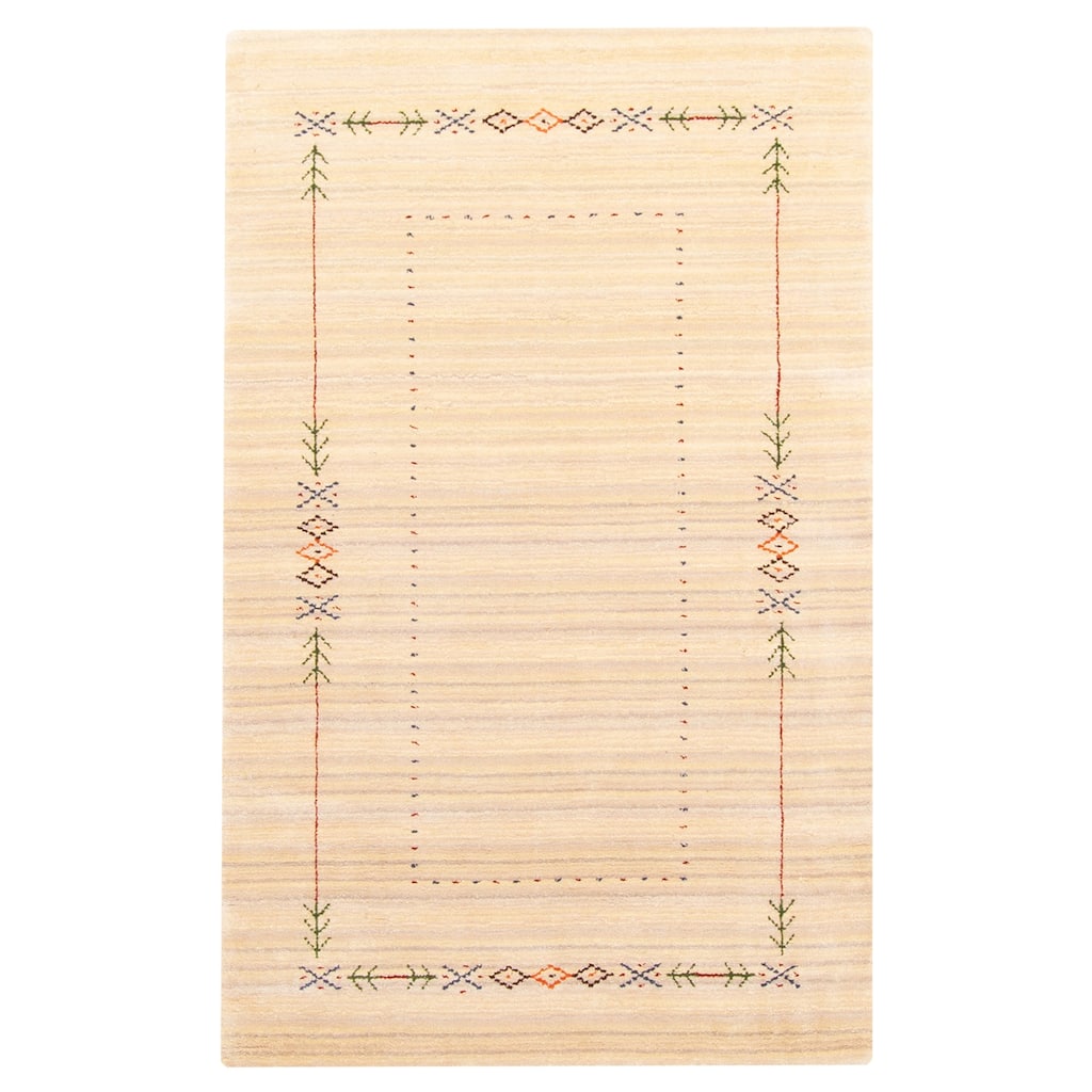 ECARPETGALLERY Hand Loomed Kashkuli Gabbeh Beige Wool Rug - 3'0 x 4'10