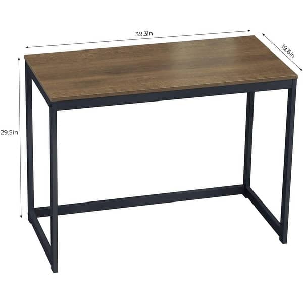 Small Home Office Modern Laptop Computer Desk Table Metal Frame Brown ...