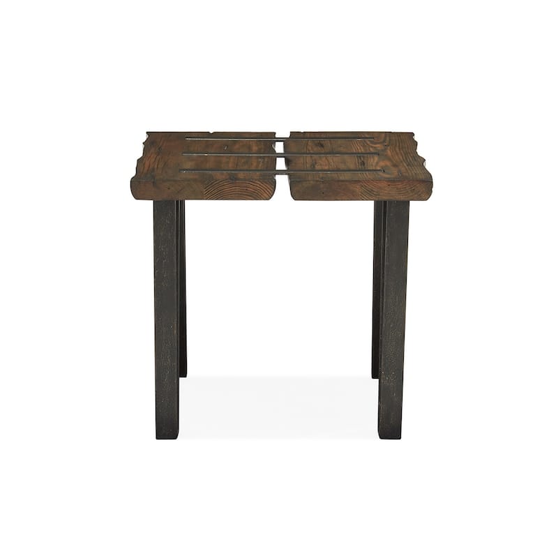 Magnussen Home Dartmouth Sawmill and Galvanized Steel Rectangular End Table - 26''W x 28''D x 24''H