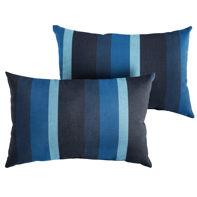 Sunbrella Gateway Indigo Stripe Indoor/Outdoor Knife Edge Pillow (Set of 2)