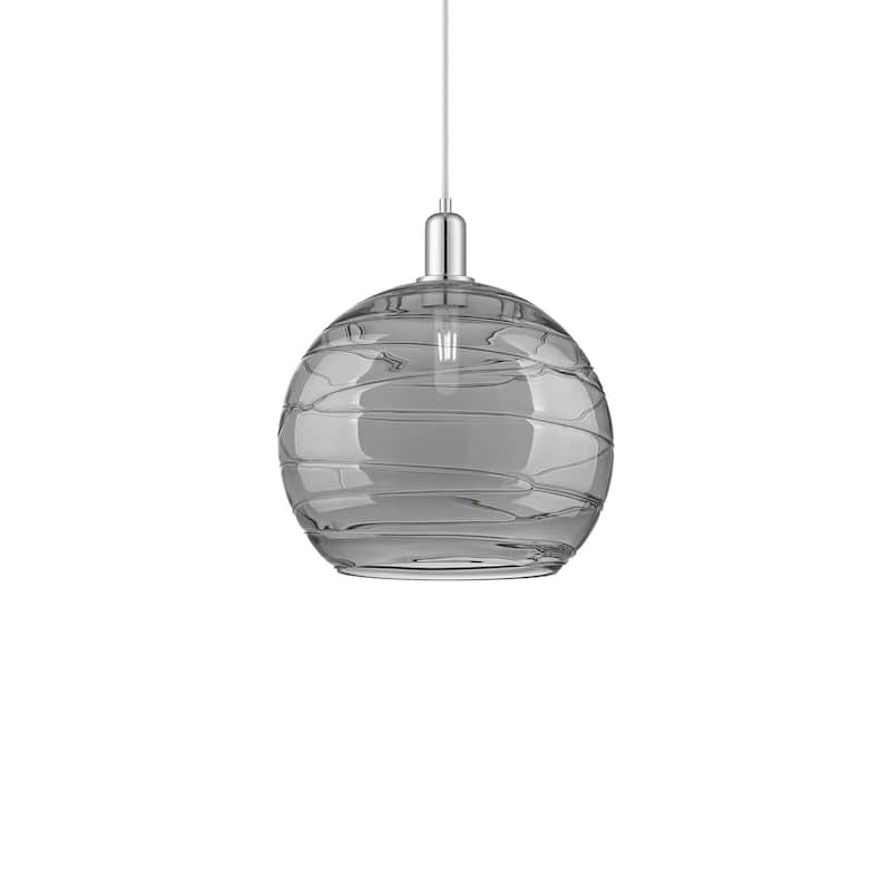 Innovations Lighting 716-1P-16-14 Athens Deco Swirl Pendant Athens - Polished Chrome / Light Smoke Deco Swirl