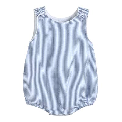 Classic Dark Blue Stripe Seersucker Romper