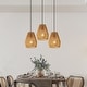 preview thumbnail 8 of 10, LunaDrift 7" Farmhouse Rustic Hemp Rope Pendant Lights (Set of 3) - Adjustable Height for Kitchen Island, Dining Room - Wood