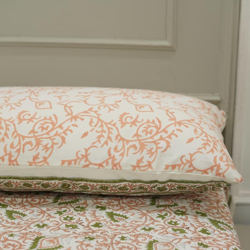 Fabdivine Handmade Block Print Flat Sheet or Bed Sheet Cotton Fabric Floral Home Decor