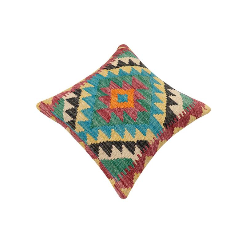Tribal Exie Turkish Hand-Woven Kilim Pillow - 18'' x 18''