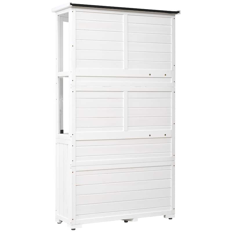 Garden Shed Storage Shed with Lockable Door and Adjustable Shelves, Weatherproof Asphalt Roof, Adjustable Foot Pads