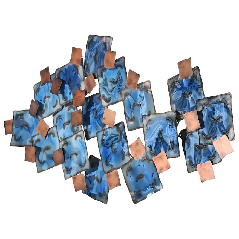 Colorful Hand Painted Etched Metal Wall Sculpture