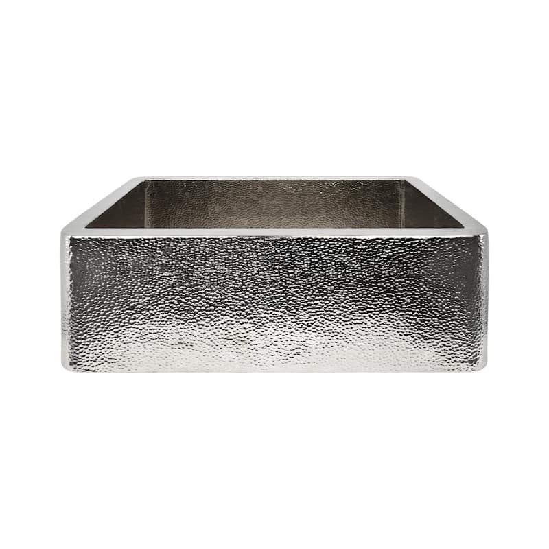 Farmhouse Hand-Hammered Copper 30-inch Apron Front Kitchen Sink - 30" x 18.5" x 10" - Polished Nickel