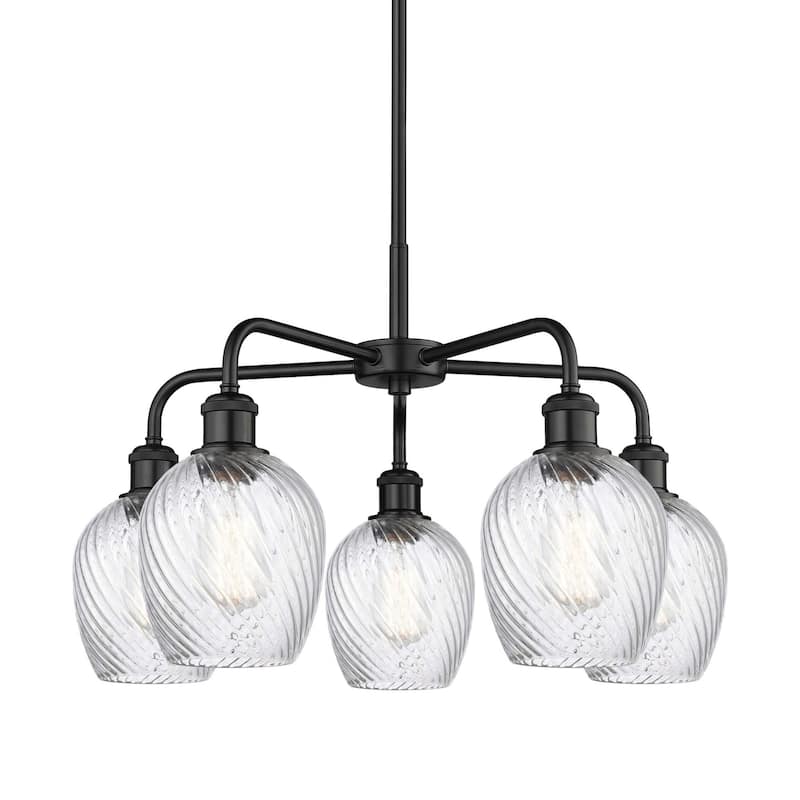 Innovations Lighting 516-5CR-15-23 Salina Chandelier Salina 5 Light - Matte Black / Clear Spiral Fluted