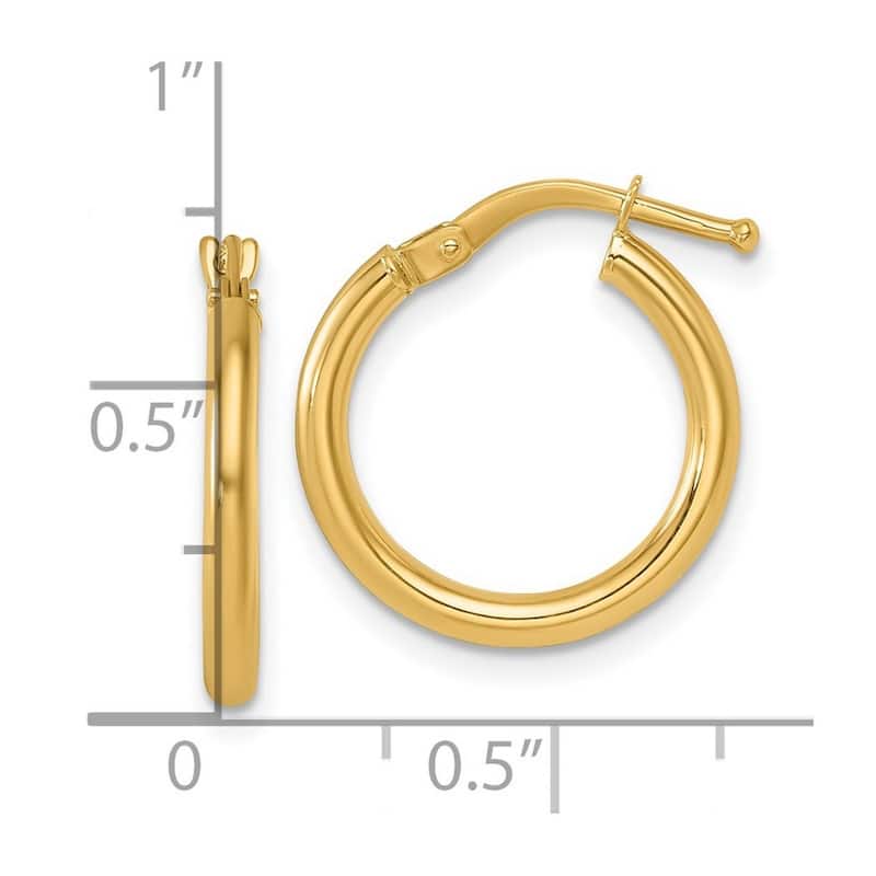 Curata 14k Yellow Gold Polished 17.8x1.9mm Classic Hoop Earrings