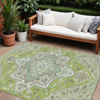 HomeRoots Oriental Traditional Rectangle Outdoor Rug