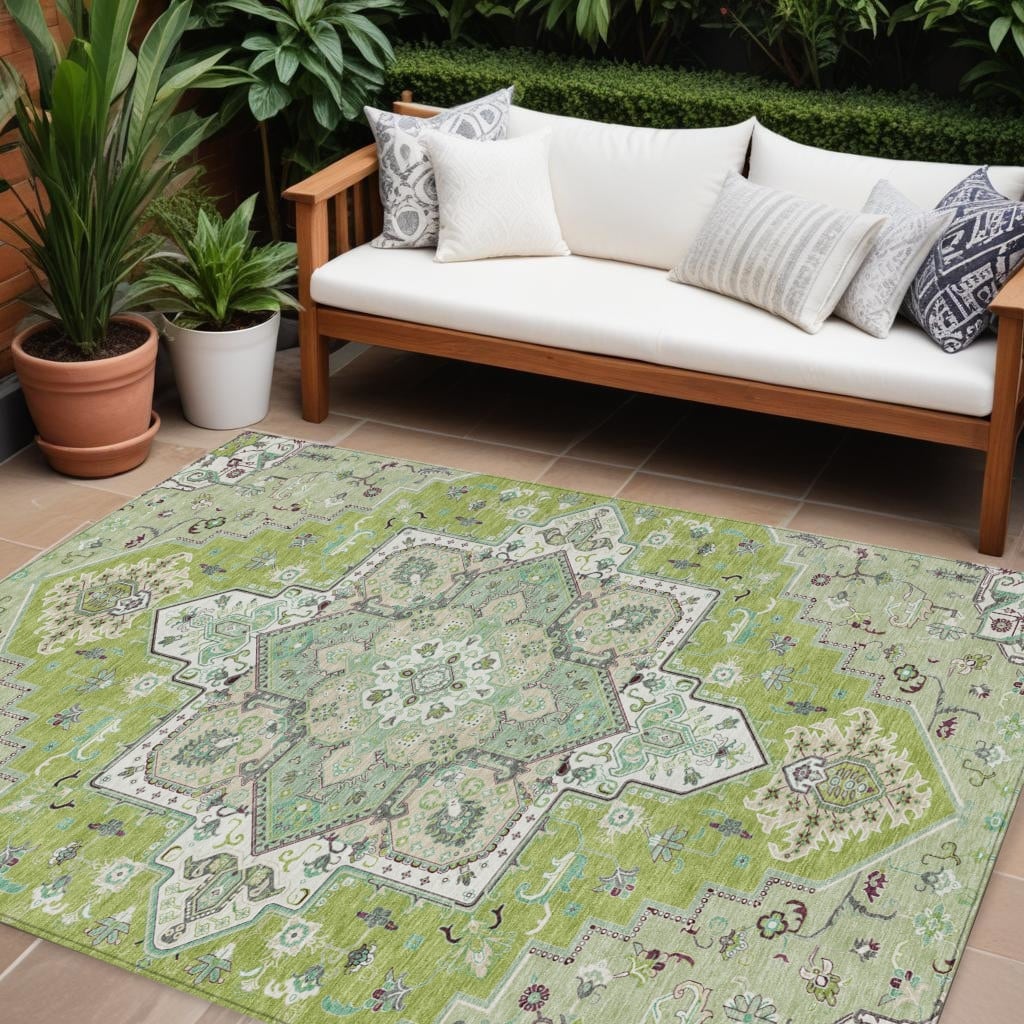 HomeRoots Oriental Traditional Rectangle Outdoor Rug
