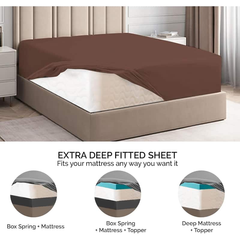 CGK Linens Microfiber Extra Deep Pocket 18" - 24" Inch Fitted Sheet