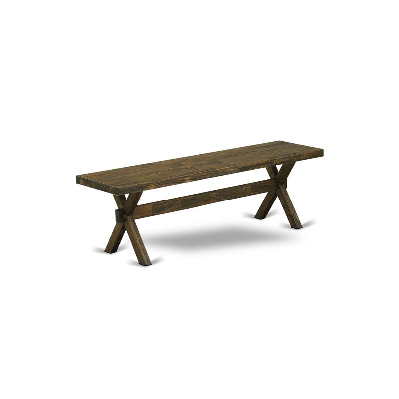 East West Furniture X-Style Modern Dining Room Bench with Wooden Seat(Finish Options)
