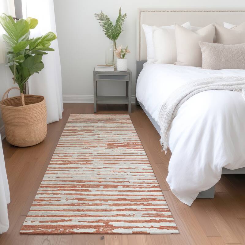 Premium Washable Super Soft Modern Scratches Mayfield Rug - Coral - 2'3" x 7'6"