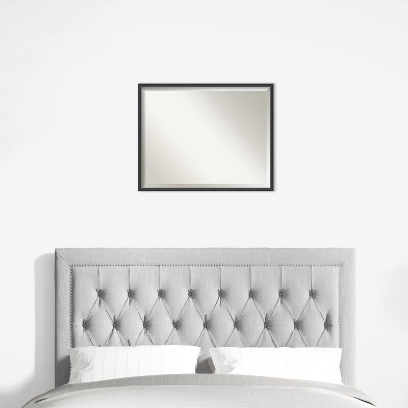 Stylish Black Narrow Beveled Wood Framed Wall Mirror - Stylish Black Narrow