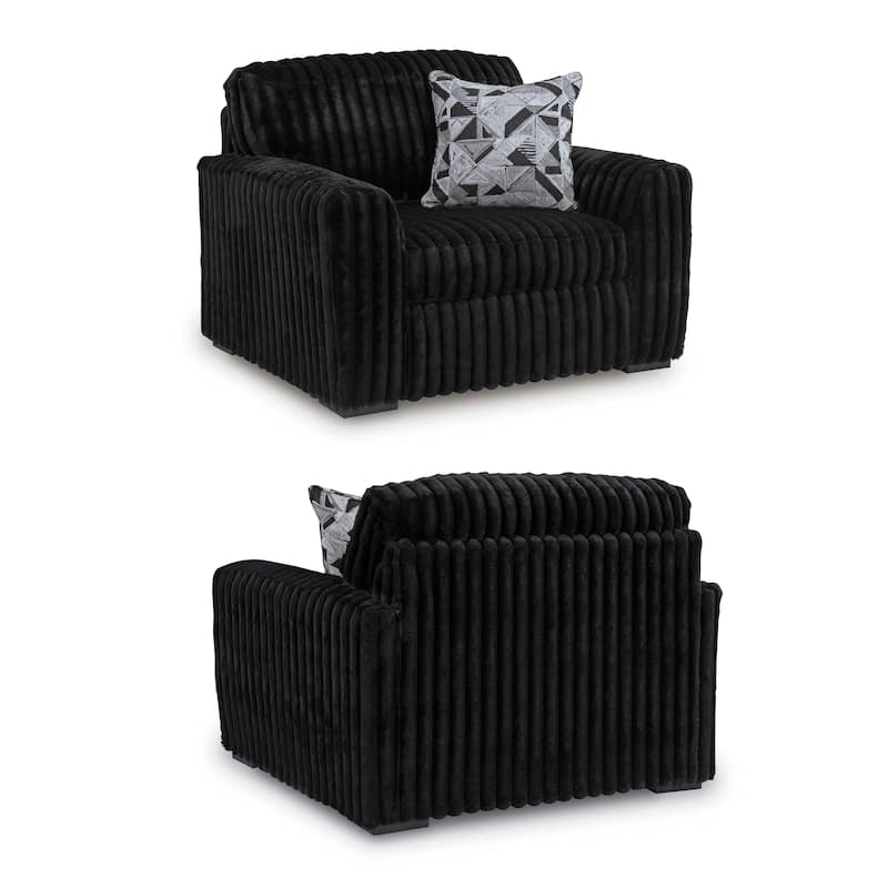 Roundhill Furniture Solenne Chair and Ottoman Set, Oversized Chair and Ottoman with Jumbo Corduroy Upholstery