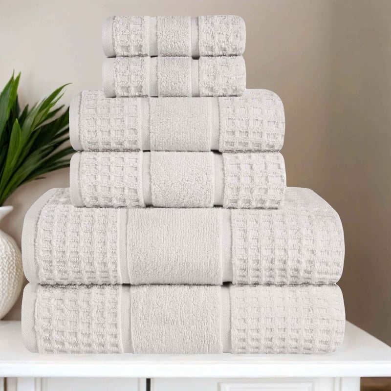 Superior Napa Zero Twist Cotton Waffle 6 Piece Bathroom Towel Set