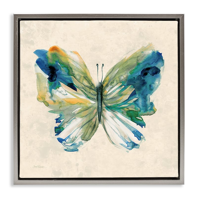 Stupell Vivid Abstract Butterfly Wings Framed Floater Canvas Wall Art Design By Carol Robinson - 18 x 18 - Grey