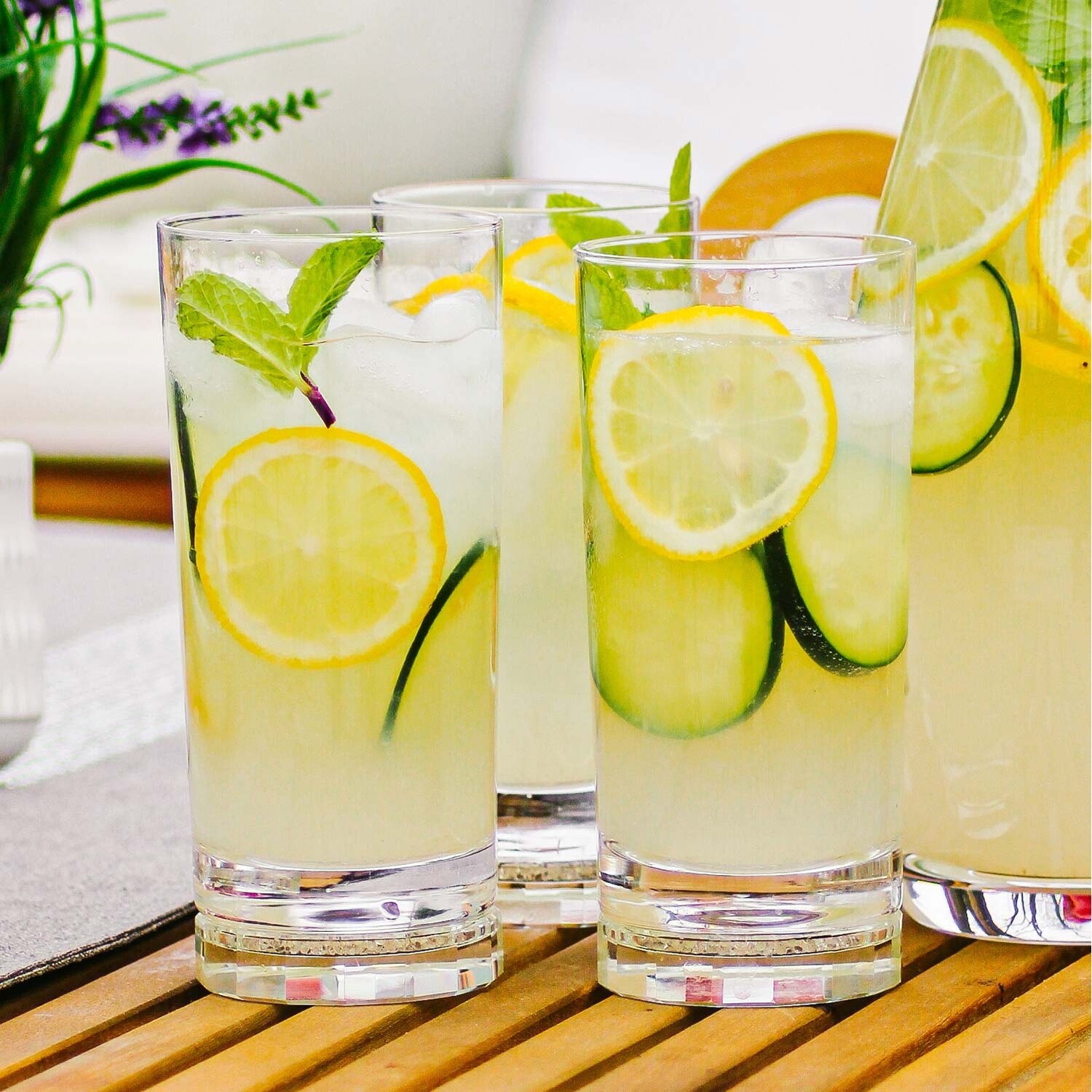 LEMONSODA Crystal Bubble Base Collins Glass Highball Tumbler - Set