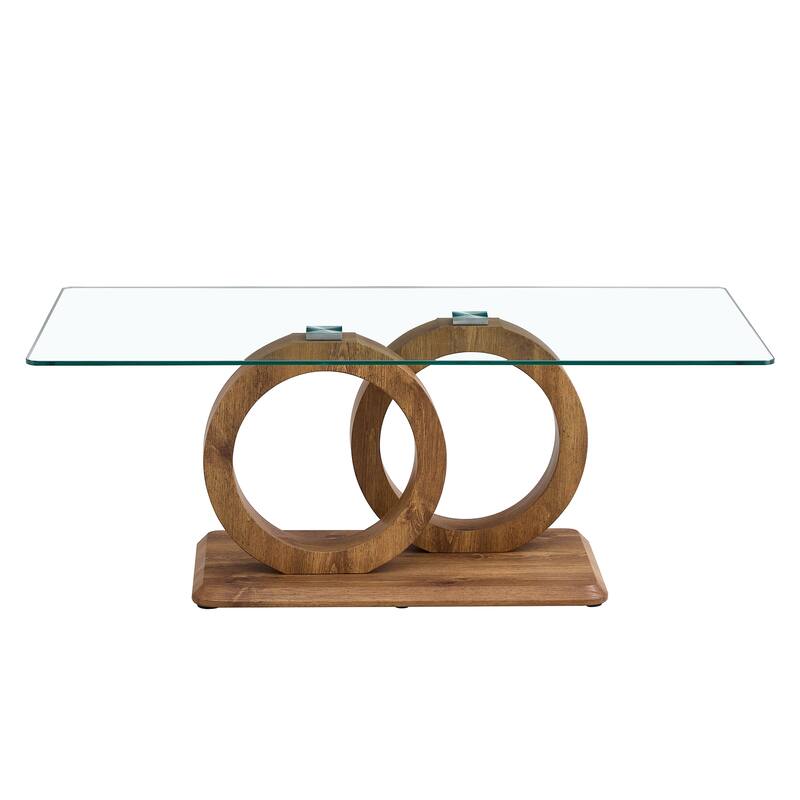 Rectangular Coffee Table withTempered Glass Tabletop