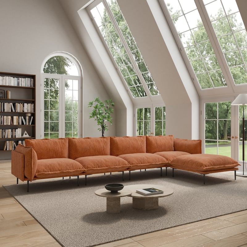 147.24" L-shaped Velvet Sectional Sofa Modern Modular Sofa Deep Seat Upholstered Cloud Couch