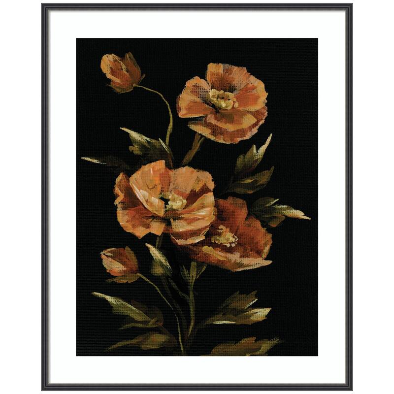 Kate and Laurel Framed Art Moody Floral 6 by Annie Quigley - 33x41 - Black