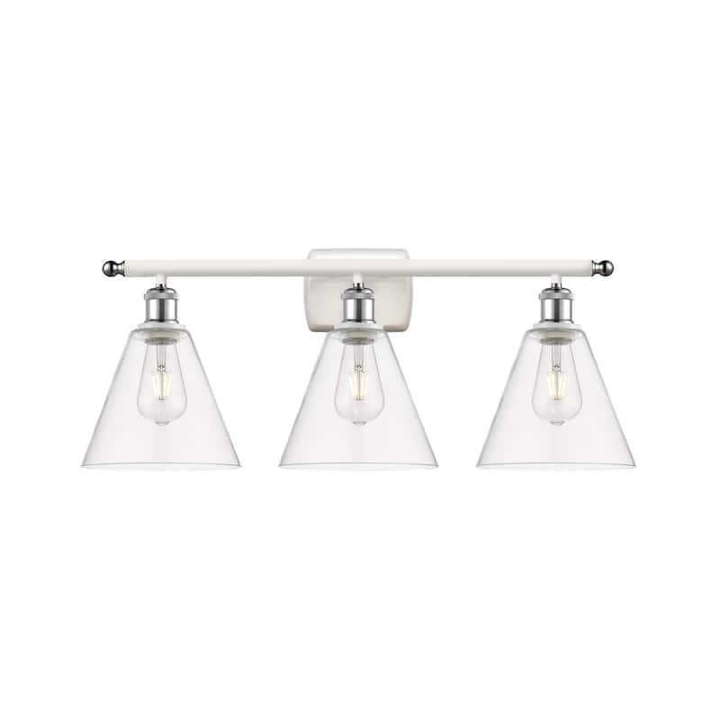 Innovations Lighting 516-3W-11-28 Berkshire Vanity Berkshire 3 Light - White and Polished Chrome / Clear
