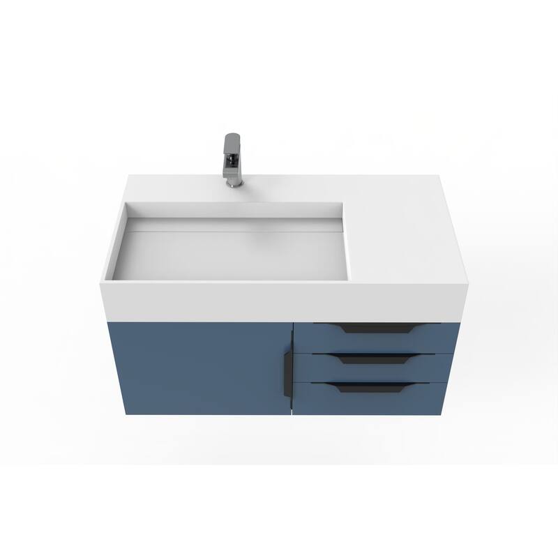 Amazon 36" Wall Mounted Bathroom Vanity Set w/ White Top