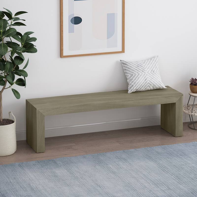 Roomfitters 63 Inch Farmhouse Acacia Wood Dining Bench with Slat Top, Long Entryway Bench