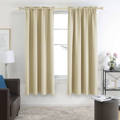 Deconovo Solid Rod Pocket Curtain Panel Pair (2 Panel)