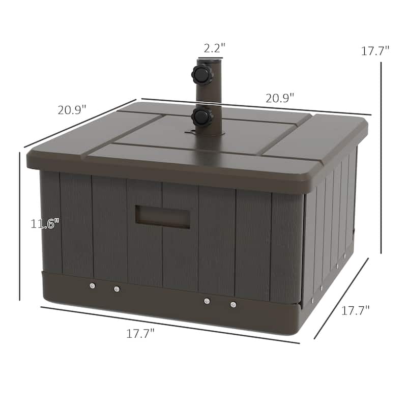 3-in-1 Outdoor Umbrella Base with Wheels, End Table, and Planter, 175 lbs. Capacity, Brown