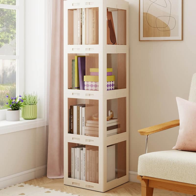 Costway 360° Spinning Bookcase with Swivel Base, 4-Tier Revolving - See Details