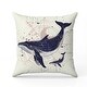 preview thumbnail 6 of 23, Whale and Petals Tales Throw Pillow26x26 Faux Suede Blue Red