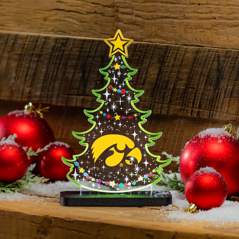 10" LED Tabletop Christmas Tree Desklite Sign, University of Iowa