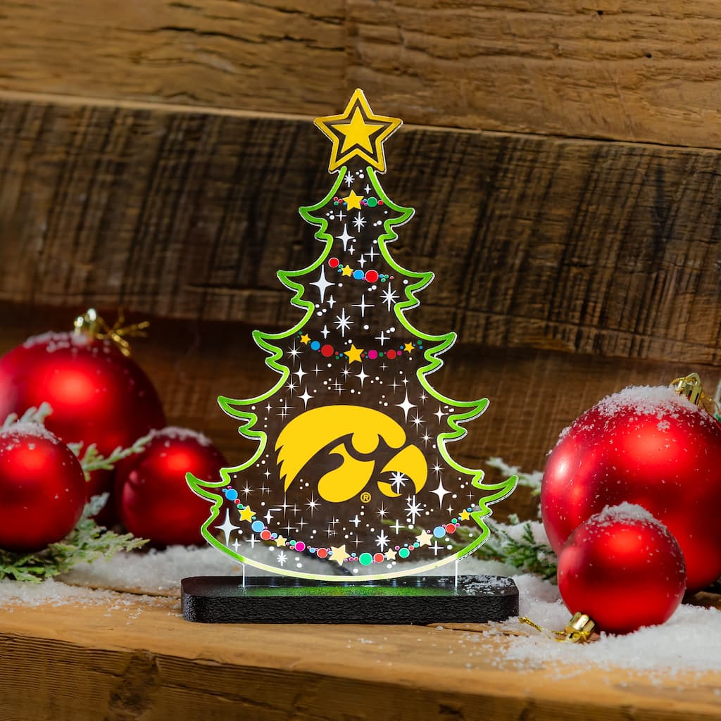 10" LED Tabletop Christmas Tree Desklite Sign, University of Iowa