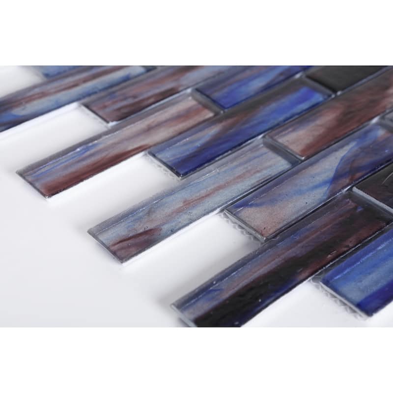 1 x 4 Brick Iridescent Glass Mosaic Wall Tiles