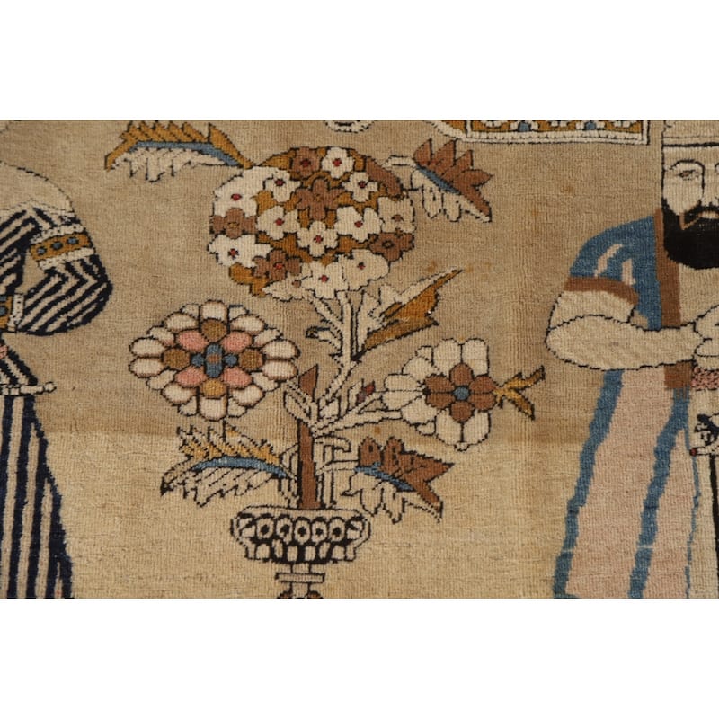 Pre-1900 Antique Vegetable Dye Kashan Mohtasham Persian Rug - 4'9"x 6'10"