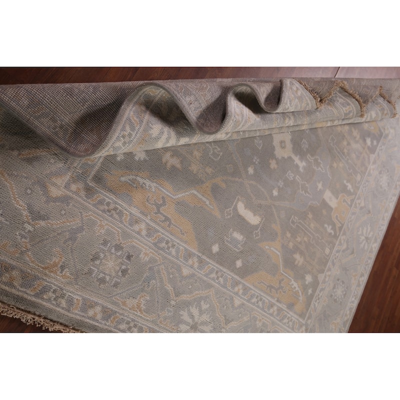 All-Over Gray Oushak Indian Square Area Rug Handmade Wool Carpet - 8'0"x 7'8"