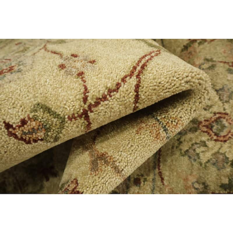 Hand Knotted Oriental 100% Wool Carpet Transitional All-Over Beige & Ivories Oushak Area Rug - 8' 10'' X 5' 10''