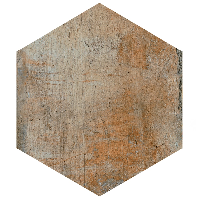 Merola Tile Terre Hex Rosso 9-7/8" x 11-3/8" Porcelain Floor and Wall Tile - Case (17 Tiles)