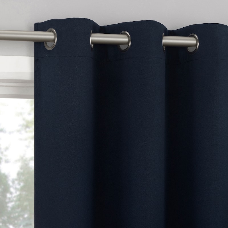 Sun Zero Sheridan Dual-Sided Magnetic Closure Total Blackout Grommet 2-Piece Curtain Panel Pair - 40" x 63" - Navy Blue
